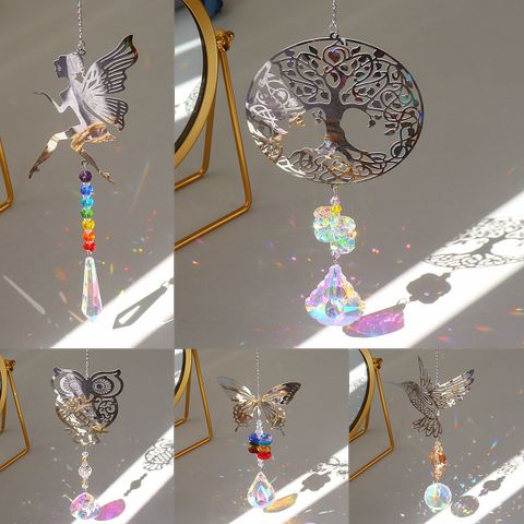 Casual Butterfly Stainless Steel Crystal Pendant