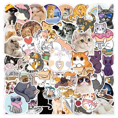 220 Pieces Do Not Repeat Cute Cartoon Cat Animal Stickers Phone Case Luggage Children Reward Stickers Wholesale