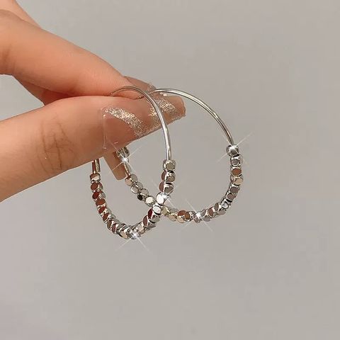 1 Pair Simple Style Round Plating Metal Hoop Earrings