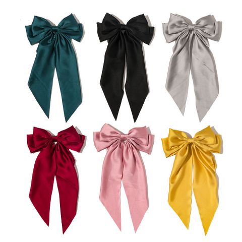 Women's Elegant Lady Solid Color Bow Knot Cloth Hair Clip