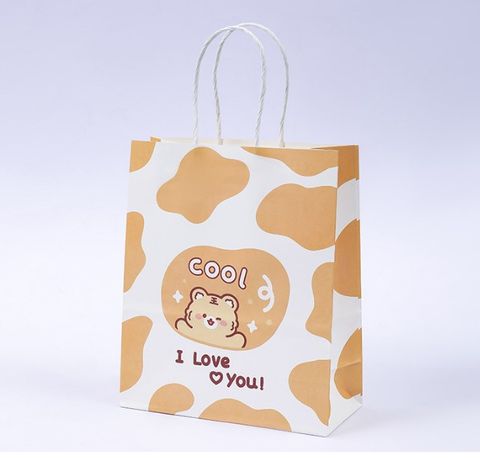 Cartoon Style Cute Animal Cow Pattern Kraft Paper Party Gift Bags