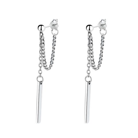 1 Pair Simple Style Chain Rectangle Sterling Silver Drop Earrings