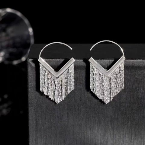 1 Pair Simple Style Korean Style Tassel Alloy Drop Earrings