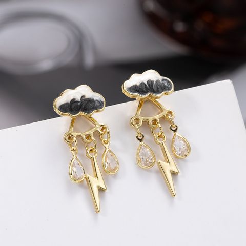 1 Pair Modern Style Water Droplets Plating Alloy Drop Earrings
