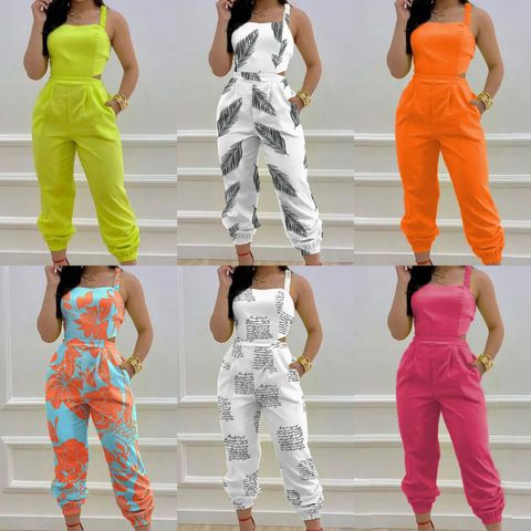 Women's Daily Classic Style Solid Color Ankle-length Printing Jumpsuits