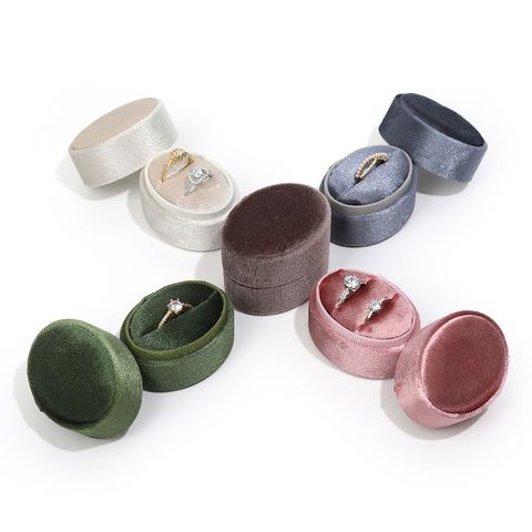 Elegant Oval Solid Color Flannel Wholesale Jewelry Boxes