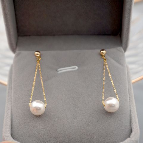 1 Pair Lady Geometric Imitation Pearl Drop Earrings