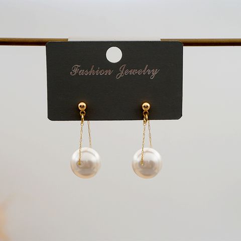 1 Pair Elegant Geometric Imitation Pearl Drop Earrings