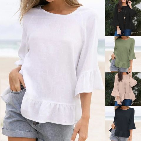 Women's Blouse Half Sleeve Blouses Casual Solid Color