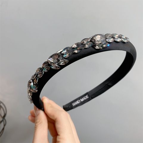 Elegant Simple Style Solid Color Cloth Inlay Rhinestones Hair Band
