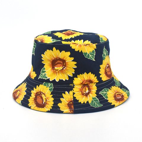 Unisex Casual Sunflower Lemon Flat Eaves Bucket Hat