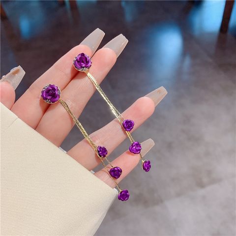 1 Pair Romantic Flower Alloy Drop Earrings
