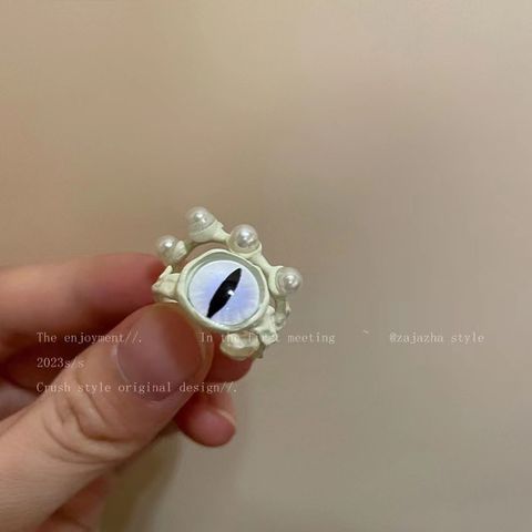 Cute Cat Alloy Inlay Artificial Pearls Glass Unisex Open Ring