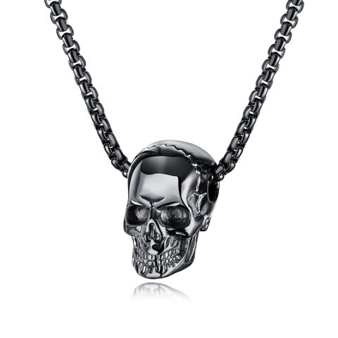 Punk Skull Titanium Steel Plating Halloween Unisex Pendant Necklace
