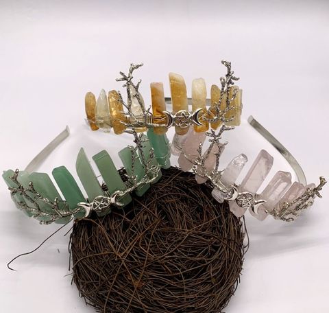 Bridal Ethnic Style Moon Branches Crown Crystal Handmade Hair Band