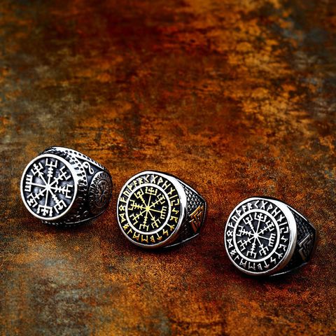 Casual Retro Solid Color Stainless Steel Men's Rings