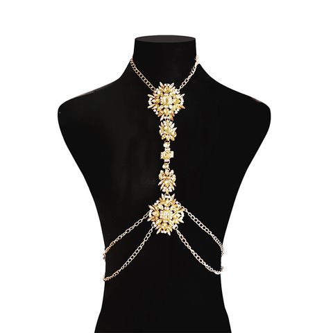 Fashion Flower Alloy Rhinestones Women's Body Chain