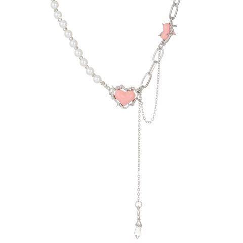 1 Piece Sweet Heart Shape Alloy Plating Artificial Rhinestones Women's Necklace