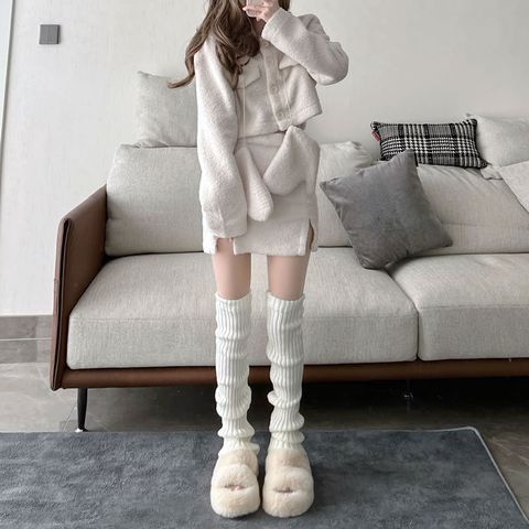 Women's Casual Solid Color Cotton Polyester Cotton Long Leg Warmers A Pair