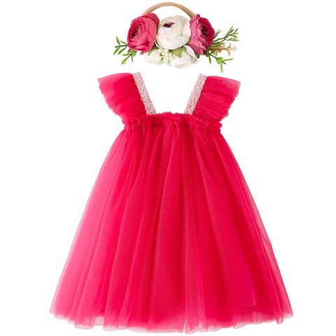 Princess Solid Color Polyester Girls Dresses