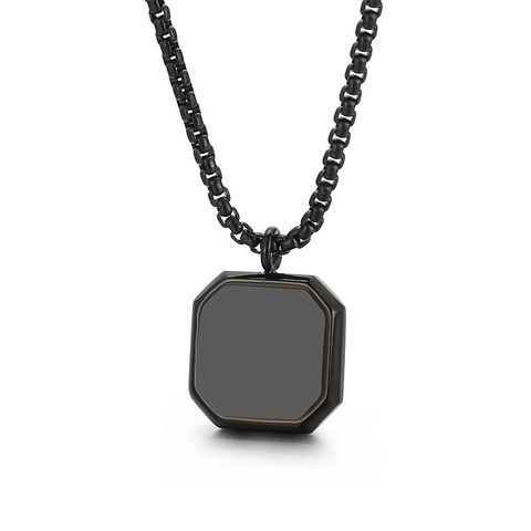 Stainless Steel Titanium Steel 18K Gold Plated Punk Epoxy Square Pendant Necklace Long Necklace