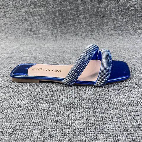 Women's Casual Color Block Square Toe Slides Slippers