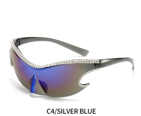 Original Design Solid Color Pc Special-shaped Mirror Diamond Frameless Men's Sunglasses