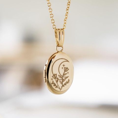 201 Stainless Steel Copper Basic Sweet Simple Style Plating Carving Sun Devil'S Eye Moon Pendant Necklace