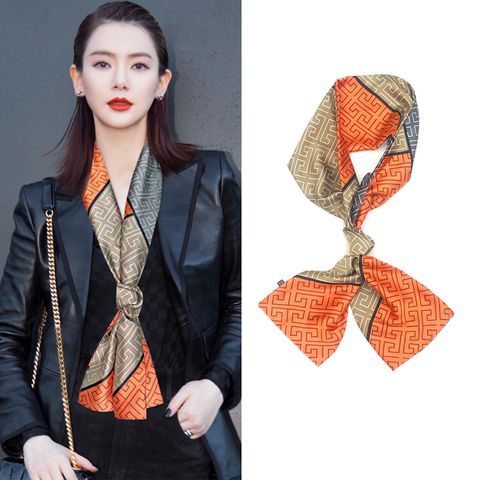 Women's Elegant Simple Style Geometric Chiffon Printing Silk Scarf