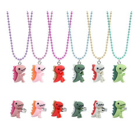 Cartoon Style Animal Dinosaur Mixed Materials Women's Pendant Necklace