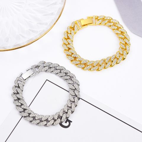 Streetwear Water Droplets Alloy Plating Inlay Artificial Diamond Unisex Bracelets