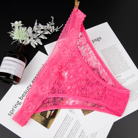 Solid Color Comfort Breathable Lace Low Waist Briefs Panties