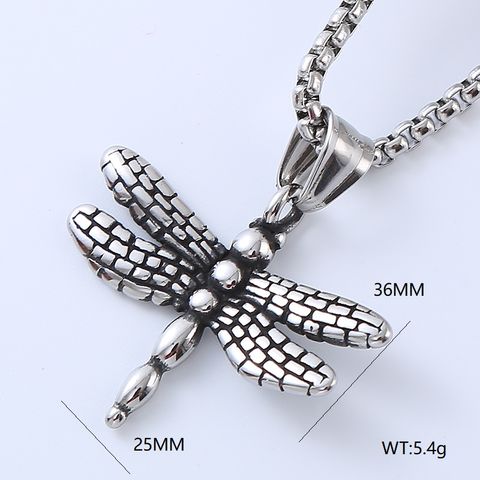 Cool Style Human Anchor Dragonfly 304 Stainless Steel No Inlaid Men'S Pendant Necklace Long Necklace