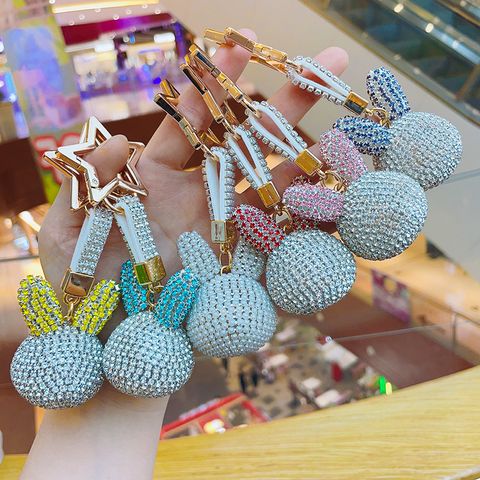 Cute Rabbit Metal Inlay Rhinestones Women's Bag Pendant Keychain