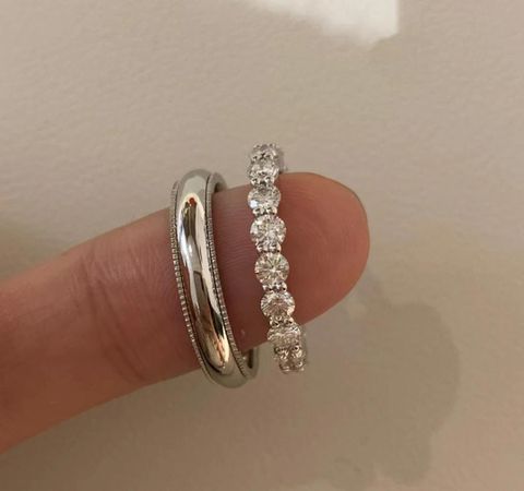 Ig Style Simple Style Round Sterling Silver Inlay Zircon Rings