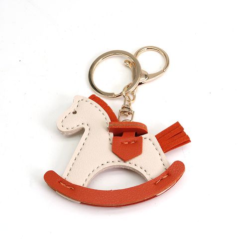 Cartoon Style Horse Pu Leather Bag Pendant Keychain 1 Piece