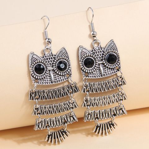1 Pair Cartoon Style Owl Alloy Drop Earrings