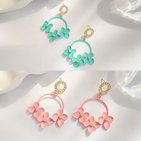 1 Pair Cute Sweet Flower Plating Alloy Drop Earrings