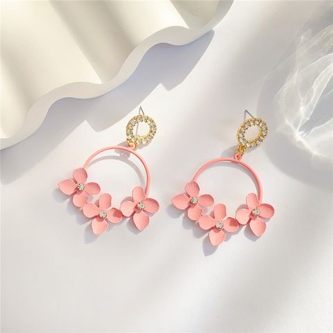 1 Pair Casual Sweet Flower Plating Alloy Drop Earrings