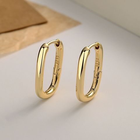 1 Paire Élégant Style Simple Forme En U Placage Le Cuivre Plaqué Or 14K Des Boucles D'Oreilles