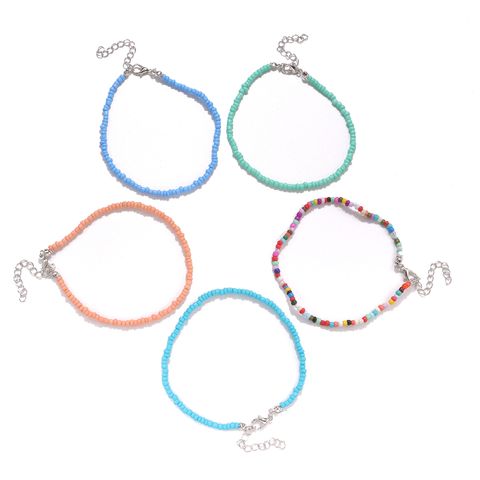 Vacation Solid Color Seed Bead Wholesale Anklet