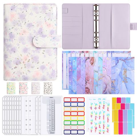 New Simple Cartoon Small Floral Leather Binder Diary