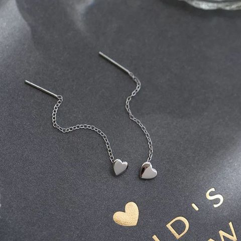 1 Pair Simple Style Heart Shape Titanium Steel Ear Line Ear Studs