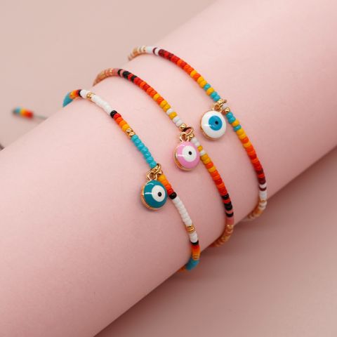 Wholesale Jewelry Simple Style Artistic Devil's Eye Glass Seed Bead Beaded Bracelets