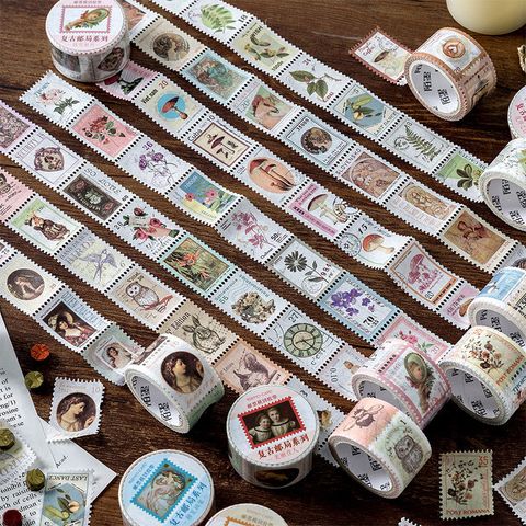 Mocard Stamp Die Cutting And Paper Adhesive Tape Vintage Post Office Series Coffee Plant Notebook Diary Decoration Stickers 8 Models