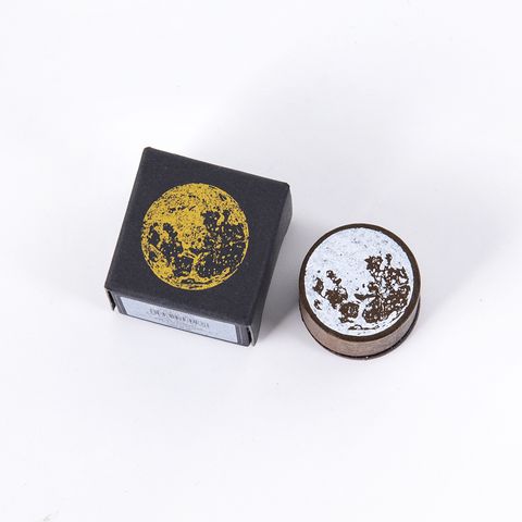 Mocard Wooden Stamp Moon Phase Series Notebook Round Moon Retro Diary Decoration Diy Printed Paintings 7 Options