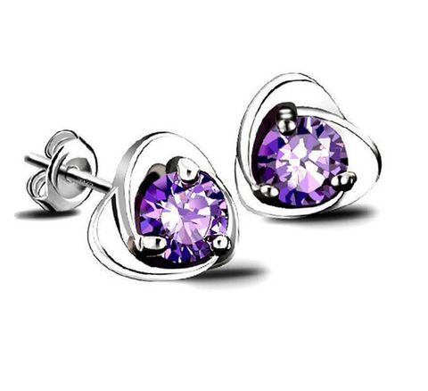 1 Pair Simple Style Classic Style Heart Shape Plating Inlay Sterling Silver Artificial Gemstones Ear Studs