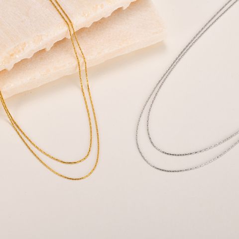 304 Stainless Steel IG Style Simple Style Layered Solid Color Layered Necklaces