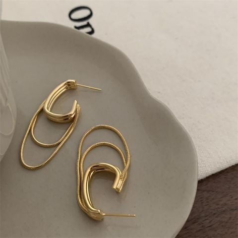 1 Pair Vintage Style Korean Style Solid Color Chain Alloy Drop Earrings