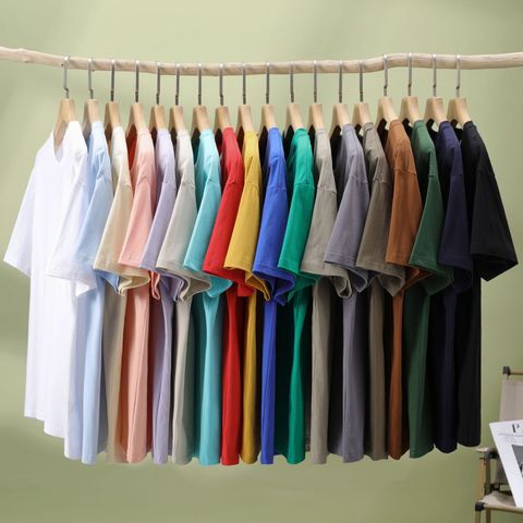 Unisex T-shirt Short Sleeve T-shirts Casual Basic Solid Color